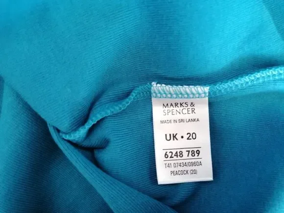 M&S Womens T Shirt Size 20 Teal Blue Short Sleeves New 100% Cotton - Picture 3 of 6